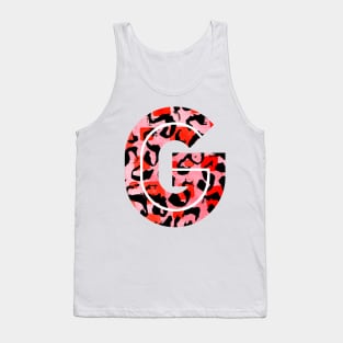 Abstract Letter G Watercolour Leopard Print Alphabet Red Tank Top